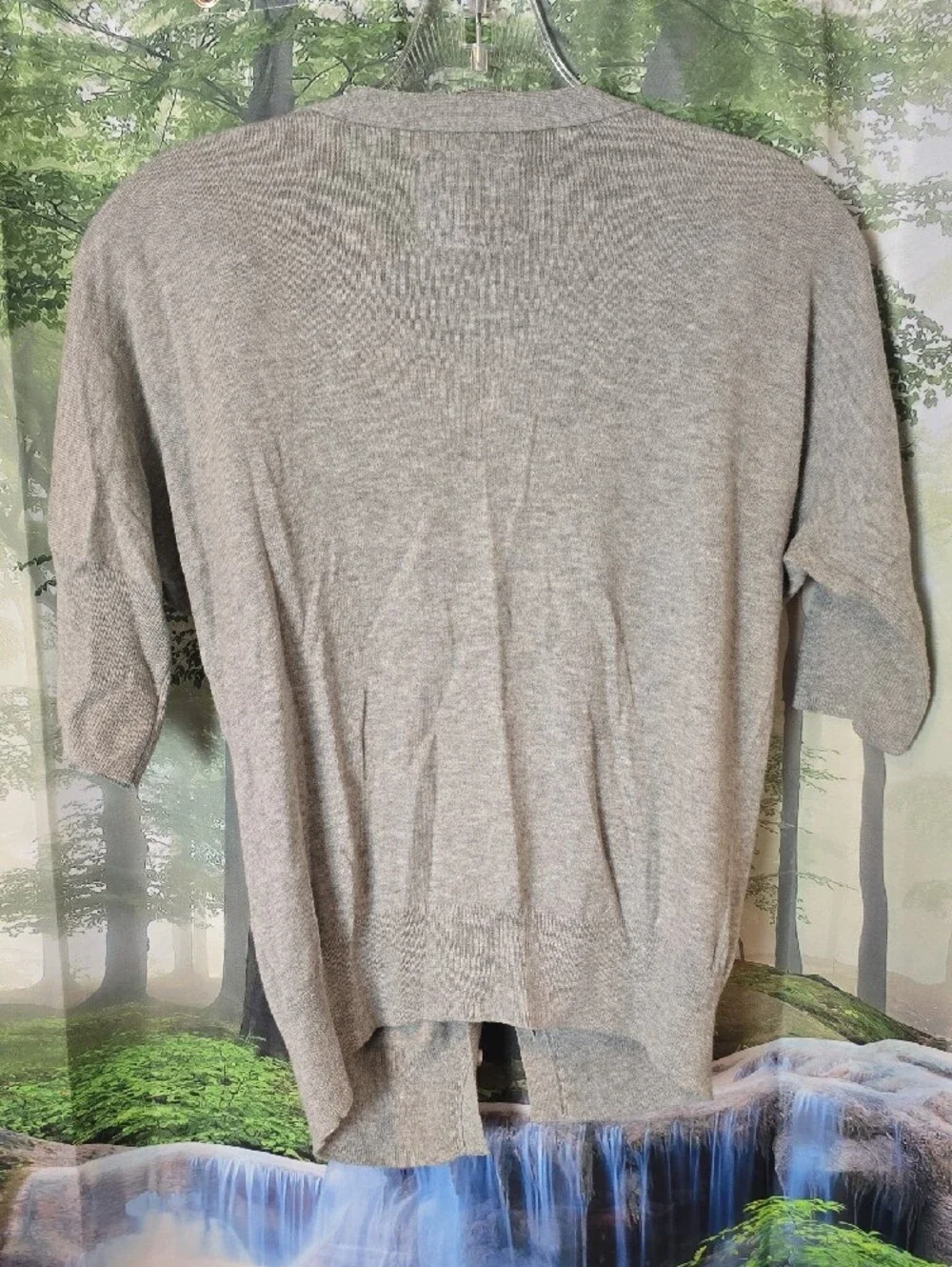 American Eagle Outfitters Light Gray Embellished V-Neck Sweater